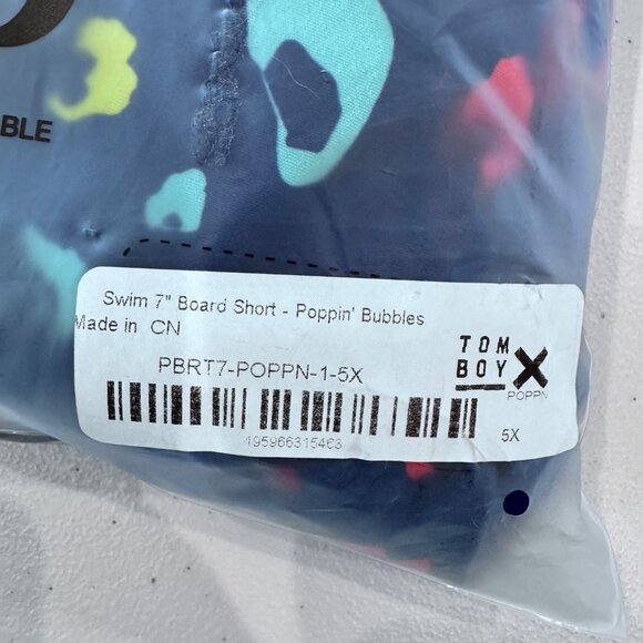 NWT - TomboyX 7" Swim Board Short - Navy Poppin' Bubbles Pattern, 5x - Picture 10 of 10